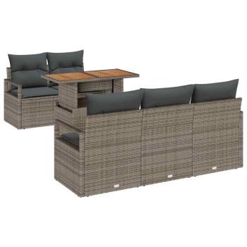 Garten-Sofa-Set 6 Stk. 5-Sitzanzahl Grau