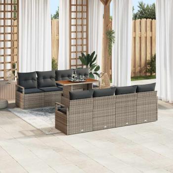 ARDEBO.de - Garten-Sofa-Set 9 stk. 8-Sitzanzahl Grau und Braun
