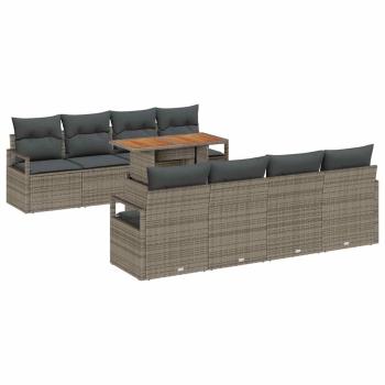 Garten-Sofa-Set 9 stk. 8-Sitzanzahl Grau und Braun