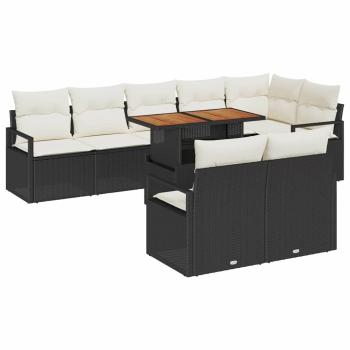 Gartensofa-set 9 stk. 8-Sitzanzahl Schwarz und Creme