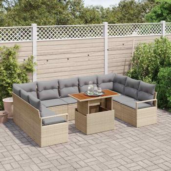 Gartensofa-set 10 stk. 9-Sitzanzahl Beige und Grau