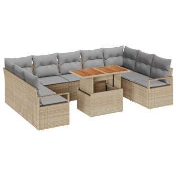 Gartensofa-set 10 stk. 9-Sitzanzahl Beige und Grau