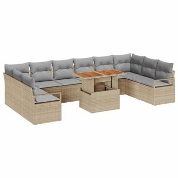 Gartensofa-set 11 stk. 10-Sitzanzahl Beige und Grau