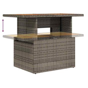6-teiliges Garten-Esszimmer-Set mit Kissen Grau Poly-Rattan Akazie