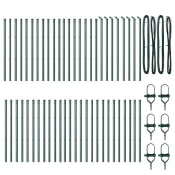 Zaunpfosten 52 Stück Grün Ø32 mm 120 cm Galvanisiertes Stahl