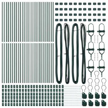 Zaunpfosten 52 Stück Grün Ø32 mm 120 cm Galvanisiertes Stahl