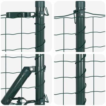 Eurozaun mit 7 Pfosten 0.4x10 m Verzinkter Stahl Grün