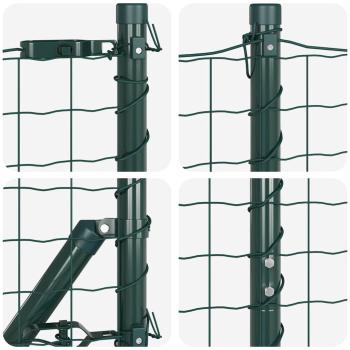Eurozaun mit 7 Pfosten 1x10 m verzinkter Stahl Grün