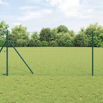 ARDEBO.de - Euro Zaun mit 7 Pfosten 1,4x10 m aus galvanisiertem Stahl in Grün