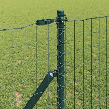 Euro Zaun mit 7 Pfosten 1,4x10 m aus galvanisiertem Stahl in Grün