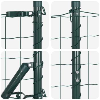 Euro Zaun mit 7 Pfosten 1,6 x 10 m verzinkter Stahl Grün