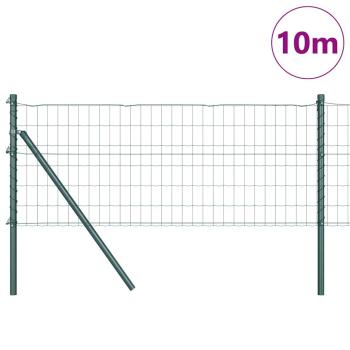 Euro Zaun mit 7 Pfosten 0.8x10 m Verzinkter Stahl Grün