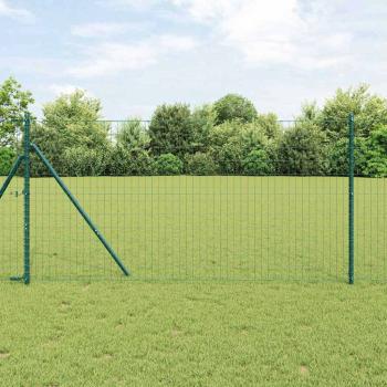 ARDEBO.de - Euro Zaun mit 7 Pfosten 1,4x10 m verzinkter Stahl Grün
