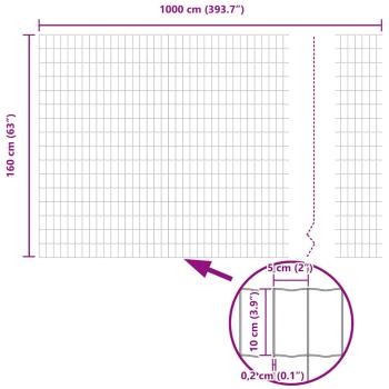 Euro Zaun mit 7 Pfosten 1.6x10 m Verzinkter Stahl Grün