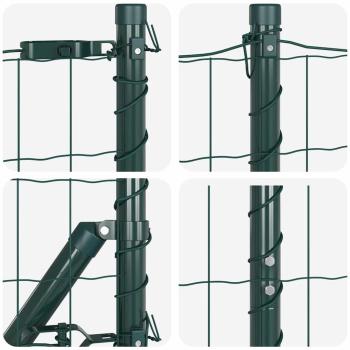 Euro Zaun mit 7 Pfosten 1.6x10 m Verzinkter Stahl Grün