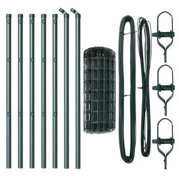 Eurozaun mit 7 Pfosten 0,6x10 m feuerverzinkter Stahl Grün