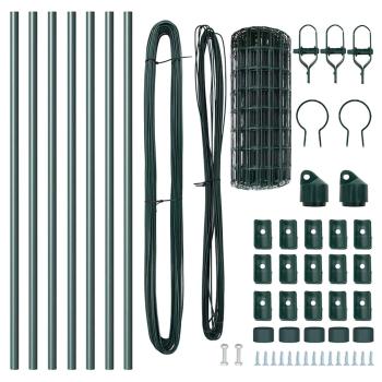 Eurozaun mit 7 Pfosten 0,6x10 m feuerverzinkter Stahl Grün