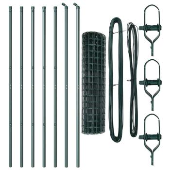 Euro Zaun mit 7 Pfosten 1.4x10 m galvanisierter Stahl grün