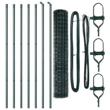 Euro Zaun mit 7 Pfosten 1,6x10 m aus galvanisiertem Stahl grün