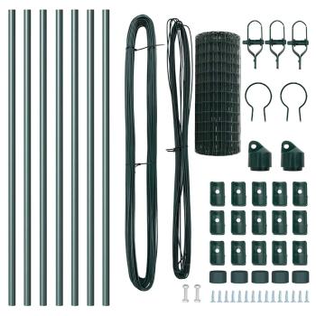 Euro Zaun mit 7 Pfosten 0.6x10 m Verzinkter Stahl Grün