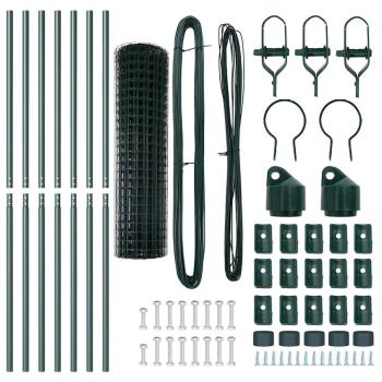 Euro Zaun Set aus 2 Grün Pulverbeschichteter Stahl 10 x 1,0 m