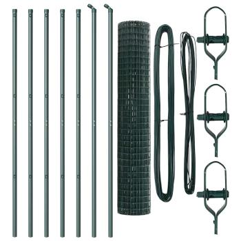 Euro Zaun Set aus 2 Grün Pulverbeschichteter Stahl 10 x 1,5 m