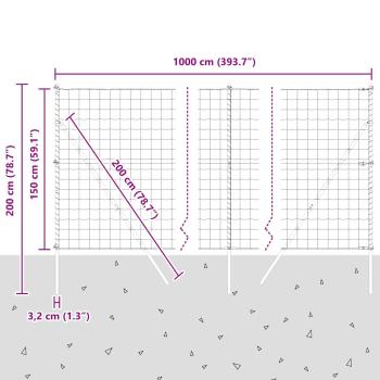 Euro Zaun Set aus 2 Grün Pulverbeschichteter Stahl 10 x 1,5 m