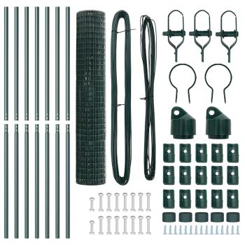 Euro Zaun Set aus 2 Grün Pulverbeschichteter Stahl 10 x 1,5 m