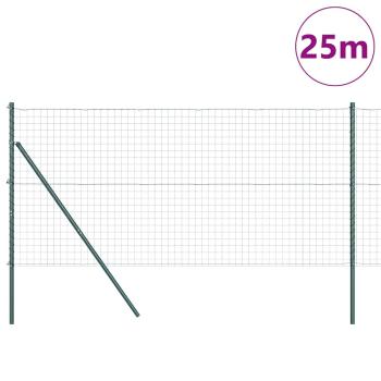 Euro-Zaun mit 13 Pfosten 1x25 m galvanisierter Stahl grün