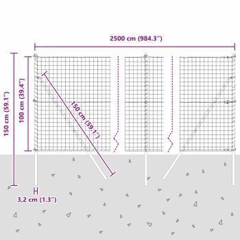 Euro-Zaun mit 13 Pfosten 1x25 m galvanisierter Stahl grün