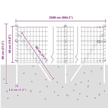 Euro Zaun mit 13 Pfosten 0,4x25 m galvanisierter Stahl Grün