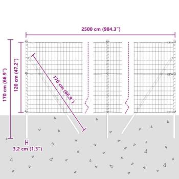 Euro-Zaun mit 13 Pfosten 1.2x25 m Verzinkter Stahl Grün