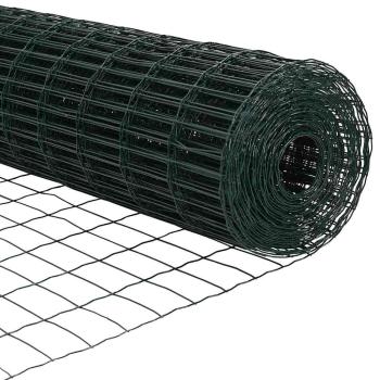 Euro Zaun mit 13 Pfosten 0.4x25 m verzinktem Stahl in Grün