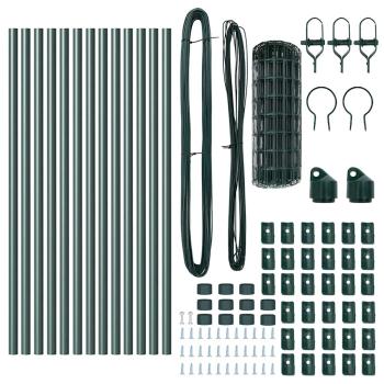 Euro Zaun mit 13 Pfosten 0.6x25 m galvanisierter Stahl grün