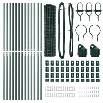 Euro Zaun mit 13 Pfosten 1.2x25 m Galvanisierter Stahl Grün