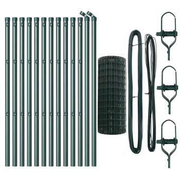 Euro Zaun mit 13 Pfosten 0,4x25 m Galvanisierter Stahl Grün