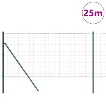 Euro Zaun Set mit 2 Grün Metall mit PVC-Beschichtung 25 x 1,2 m