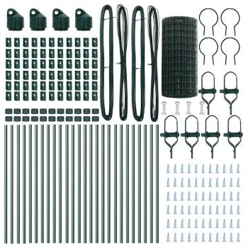 Eurozaun mit 13 Pfosten 0,4x50 m Verzinkter Stahl Grün