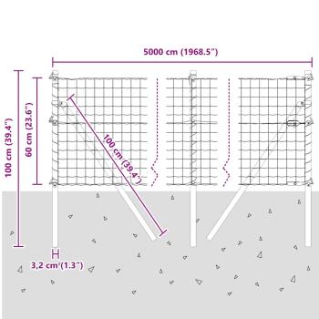 Euro Zaun Bodenbefestigung 50 x 0,6 m PVC-beschichteter Stahl