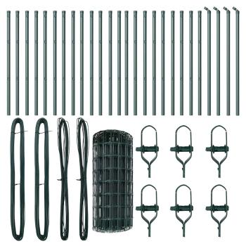 Euro-Zaun mit 13 Pfosten 0.6x50 m verzinkter Stahl Grün