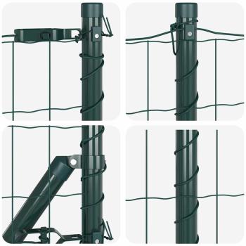 Eurozaun mit 13 Pfosten 0.6x50 m galvanisierter Stahl Grün