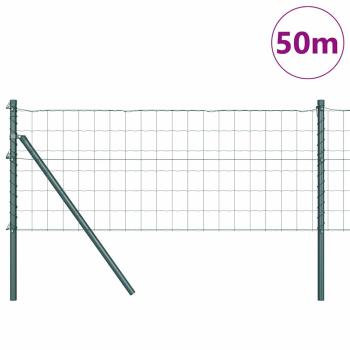 Eurozaun mit 13 Pfosten 0.6x50 m Verzinkter Stahl Grün