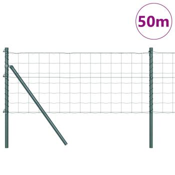 Euro Zaun mit 13 Pfosten 0,6x50 m verzinkter Stahl Grün