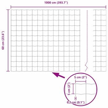 Euro Zaun mit 7 Pfosten 0,6x10 m galvanisierter Stahl Grau