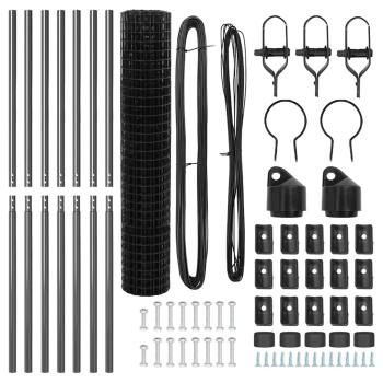 Euro Zaun mit 7 Pfosten 1,5x10 m verzinkter Stahl grau