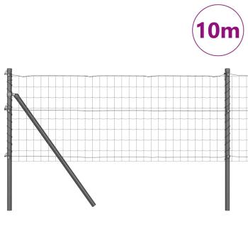 Euro-Zaun mit 7 Pfosten 0.6x10 m Verzinkter Stahl Grau