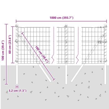 Euro-Zaun mit 7 Pfosten 0.6x10 m Verzinkter Stahl Grau