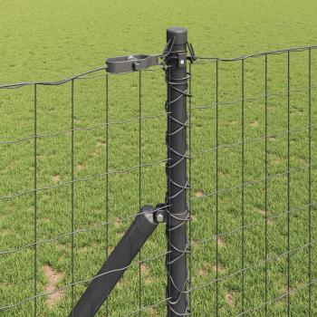 Euro Zaun mit 7 Pfosten 1,2x10 m galvanisierter Stahl grau