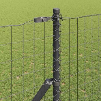 Euro Zaun mit 7 Pfosten 1,6x10 m Verzinkter Stahl Grau