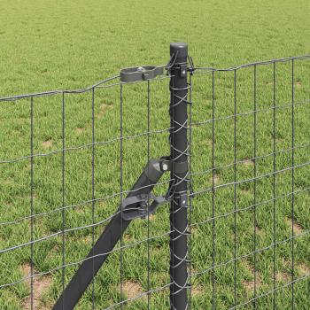 Euro Zaun mit 7 Pfosten 0.4x10 m Verzinkter Stahl Grau
